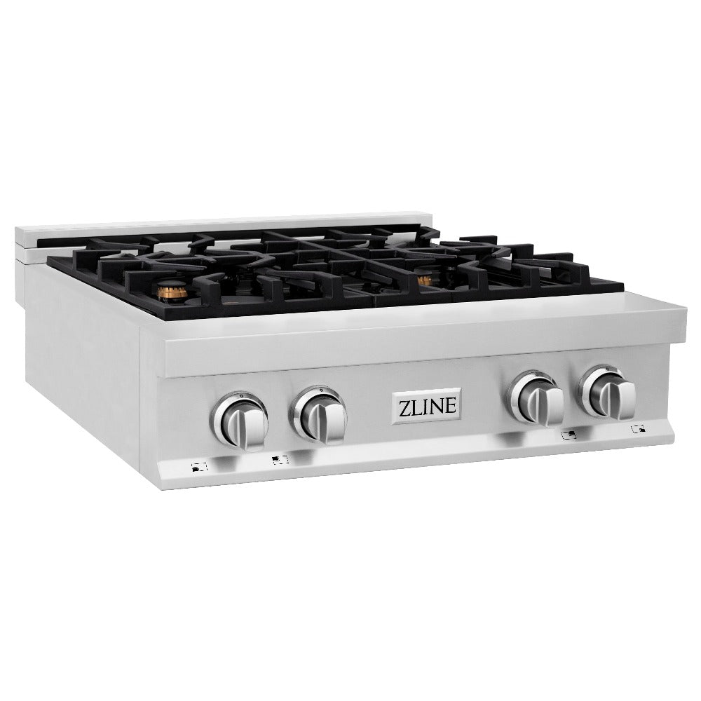 30" Porcelain Gas Stovetop with 4 Gas Brass Burners RTBR30