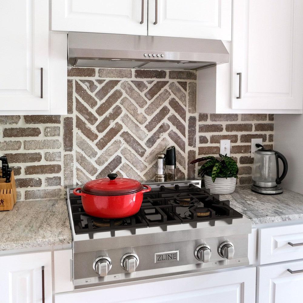 30" Porcelain Gas Stovetop with 4 Gas Brass Burners RTBR30