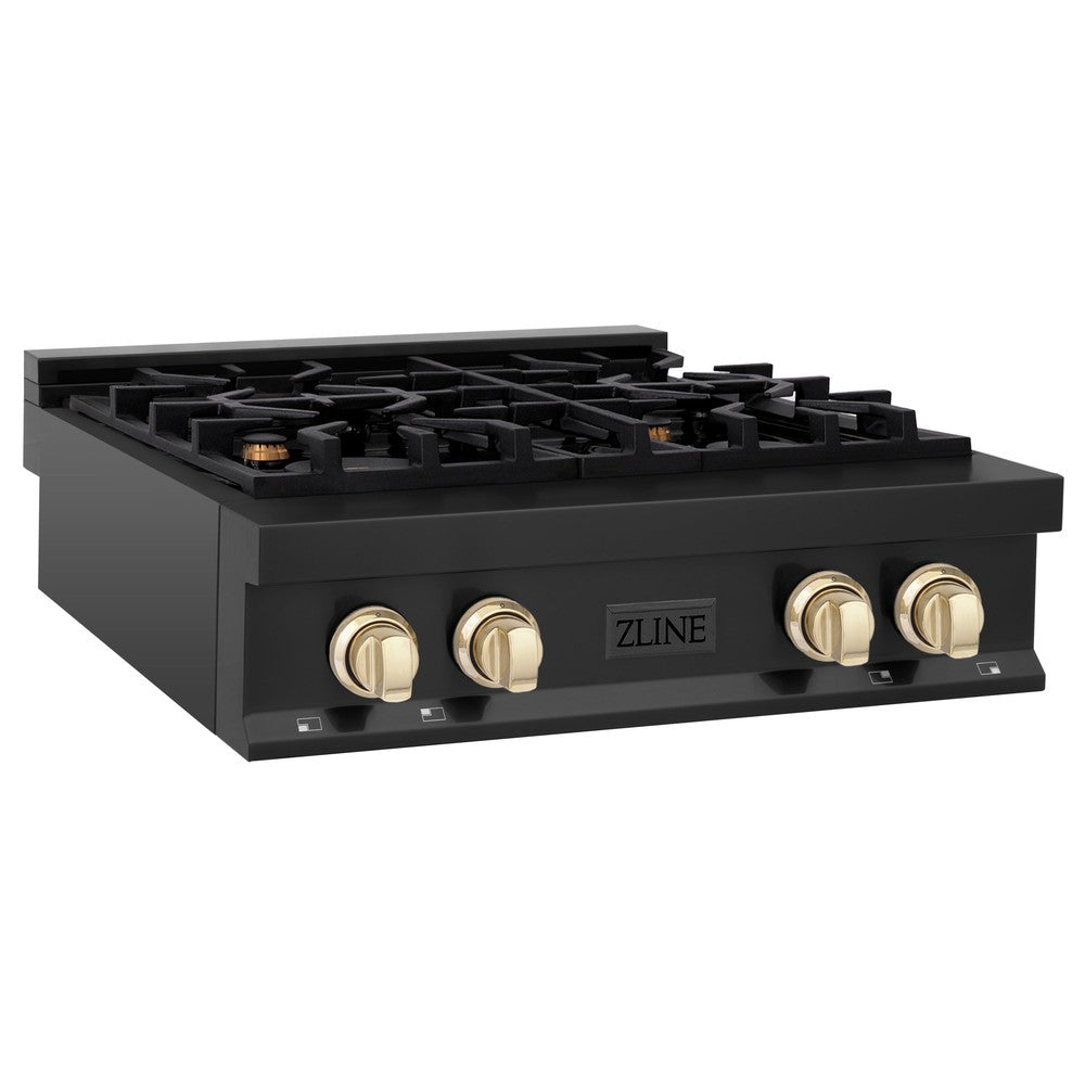 Autograph Edition 30" Porcelain Rangetop with 4 Gas Burners and Gold Accents RTBZ30G