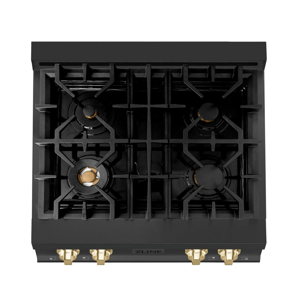 Autograph Edition 30" Porcelain Rangetop with 4 Gas Burners and Gold Accents RTBZ30G