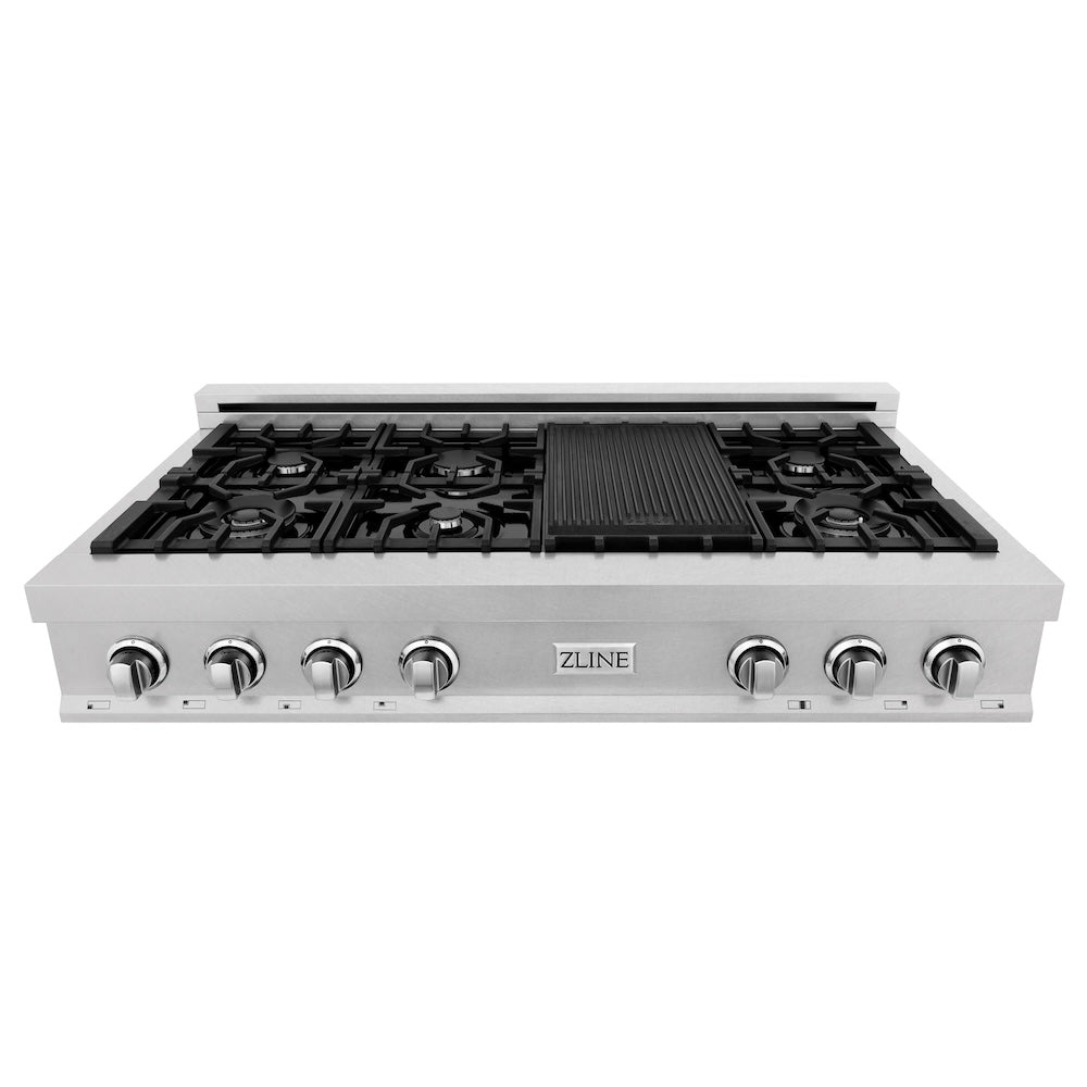 48" Porcelain Gas Stovetop with 7 Gas Burners and Griddle RTS48