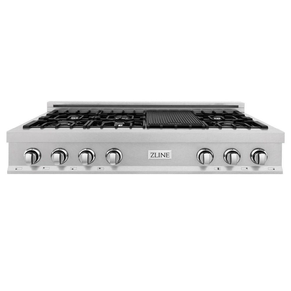 48" Porcelain Gas Stovetop with 7 Gas Burners and Griddle RTS48