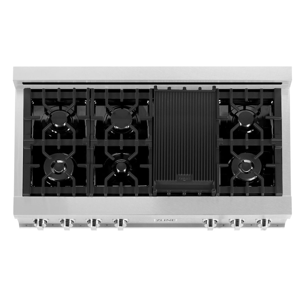 48" Porcelain Gas Stovetop with 7 Gas Burners and Griddle RTS48