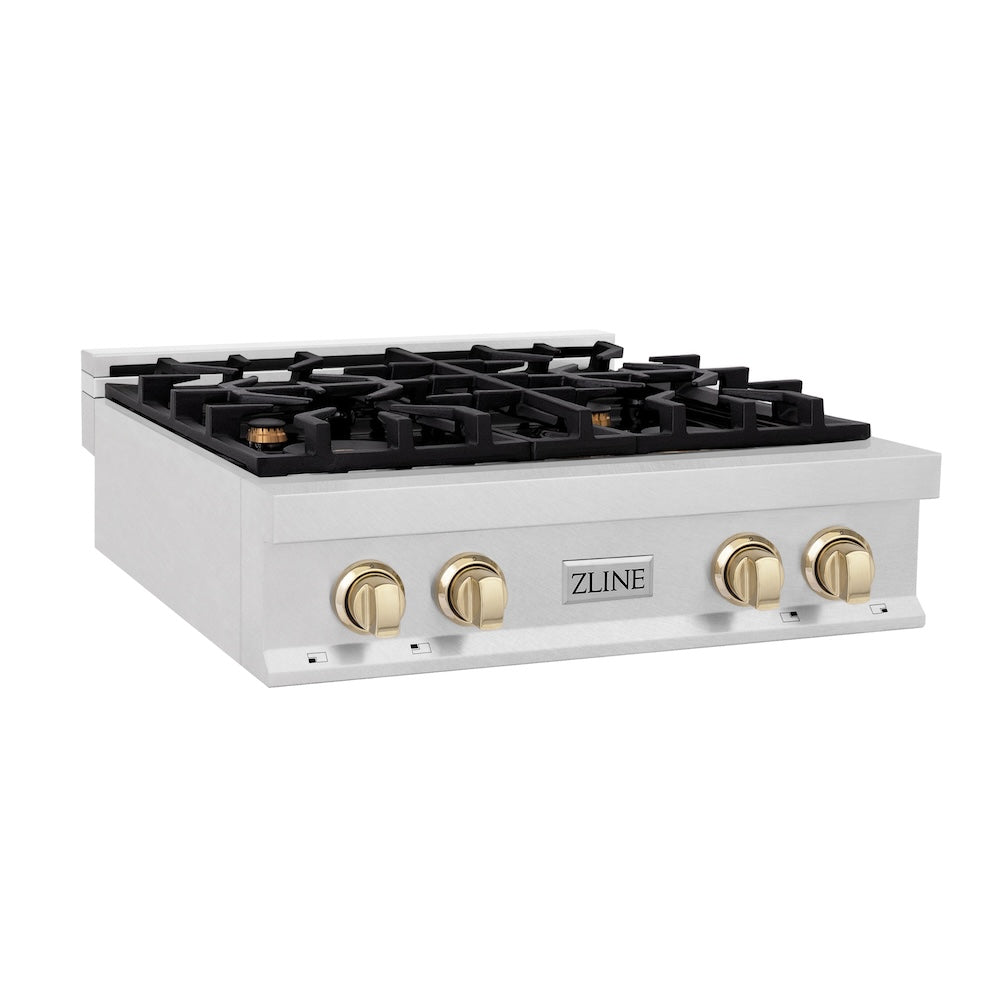 Autograph Edition 30" Porcelain Rangetop with 4 Gas Burners and Gold Accents RTSZ30G
