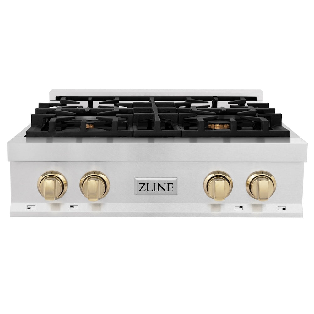 Autograph Edition 30" Porcelain Rangetop with 4 Gas Burners and Gold Accents RTSZ30G