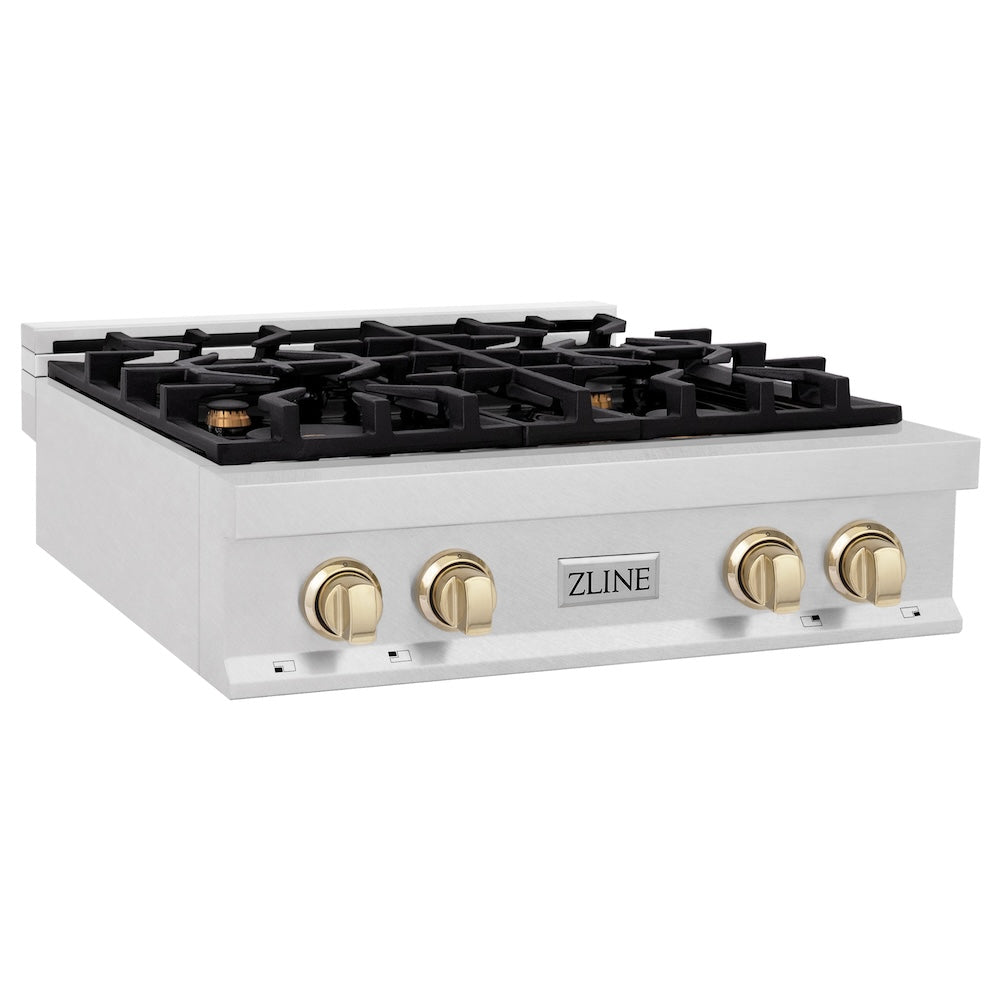 Autograph Edition 30" Porcelain Rangetop with 4 Gas Burners and Gold Accents RTSZ30G