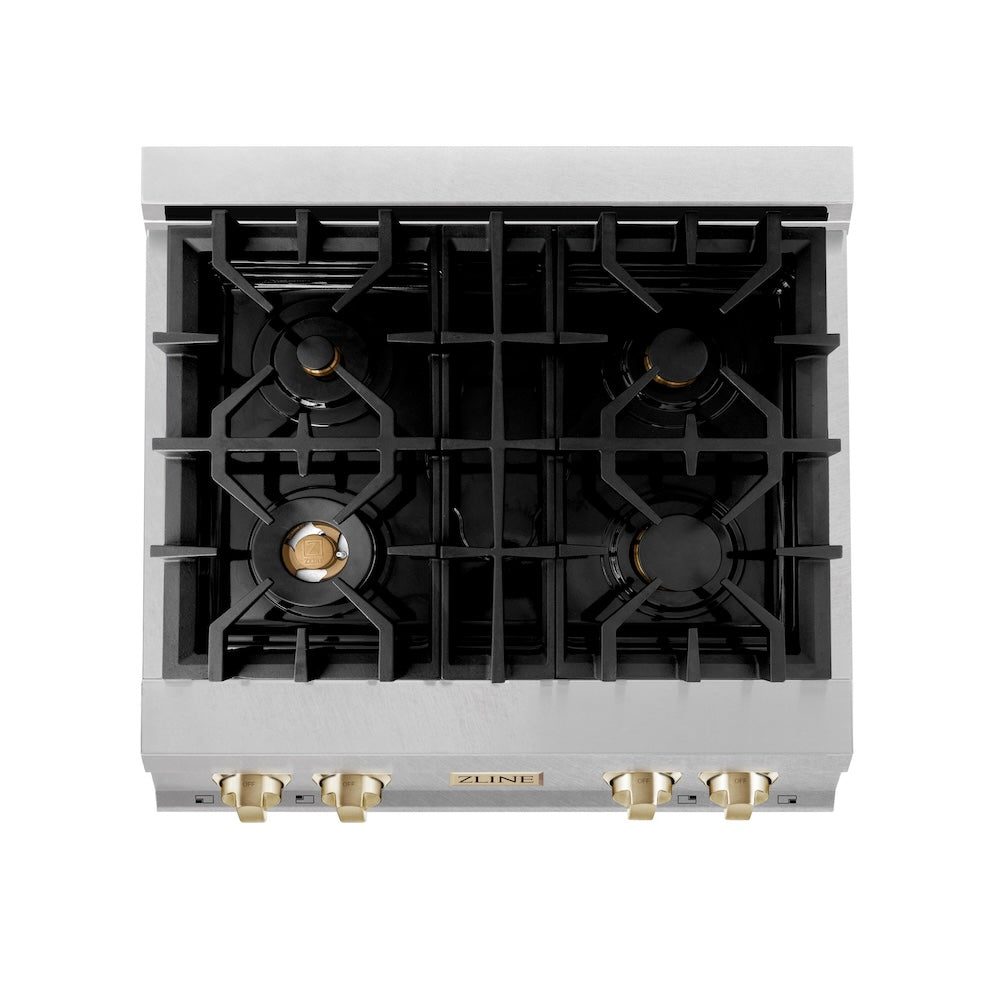 Autograph Edition 30" Porcelain Rangetop with 4 Gas Burners and Gold Accents RTSZ30G