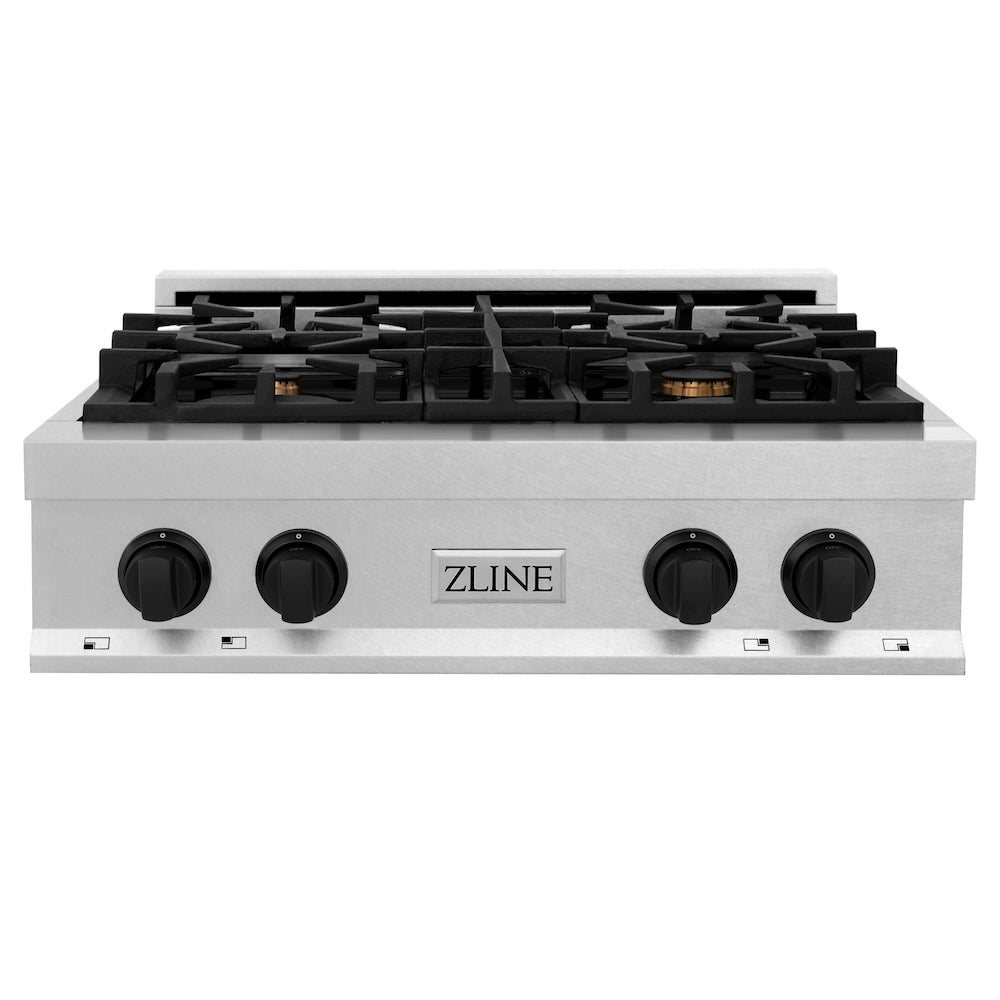 Autograph Edition 30" Porcelain Rangetop with 4 Gas Burners and Matte Black Accents RTSZ30MB