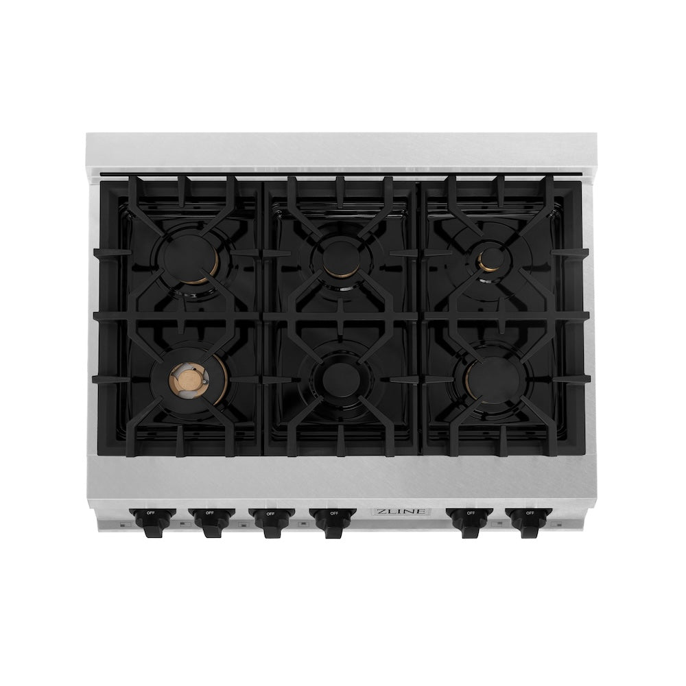 Autograph Edition 36" Porcelain Rangetop with 6 Gas Burners and Matte Black Accents RTSZ36MB