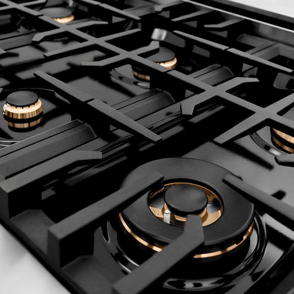 Autograph Edition 36" Porcelain Rangetop with 6 Gas Burners and Champagne Bronze Accents RTZ36CB