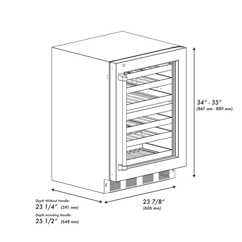 ZLINE 24 in. Touchstone Dual Zone 44 Bottle Wine Cooler With Black Matte Glass Door (RWDO-BLM-24) RWDOBLM24