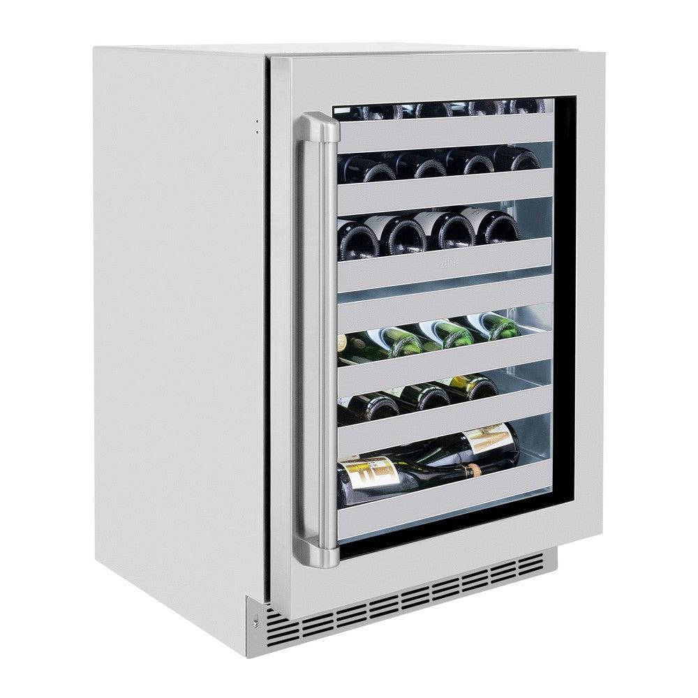 24in. Touchstone Dual Zone 44 Bottle Wine Cooler With Stainless Steel Glass Door RWDOGS24