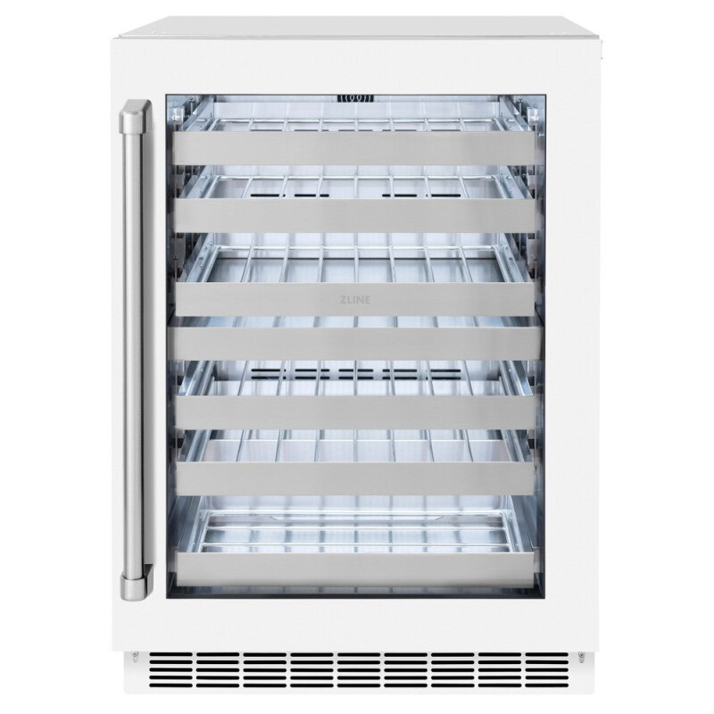 ZLINE 24 in. Touchstone Dual Zone 44 Bottle Wine Cooler With White Matte Glass Door (RWDO-WM-24) RWDOWM24