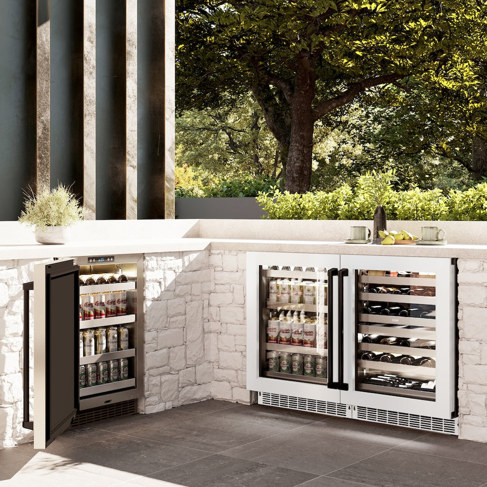 ZLINE Autograph Edition 24 in. Touchstone Dual Zone 44 Bottle Wine Cooler With White Matte Glass Door And Matte Black Handle (RWDOZ-WM-24-MB) RWDOZWM24MB
