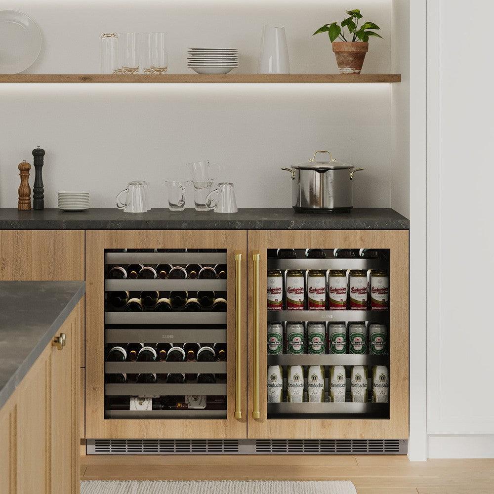 Autograph Edition 24 In. Touchstone Dual Zone 44 Bottle Wine Cooler With Panel Ready Glass Door And Champagne Bronze Handle RWDPOZ24CB