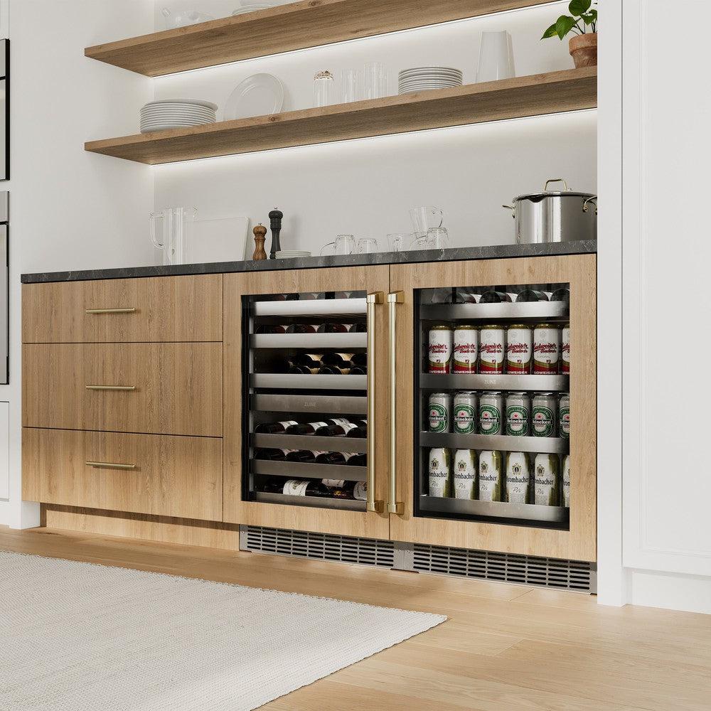 Autograph Edition 24 In. Touchstone Dual Zone 44 Bottle Wine Cooler With Panel Ready Glass Door And Champagne Bronze Handle RWDPOZ24CB