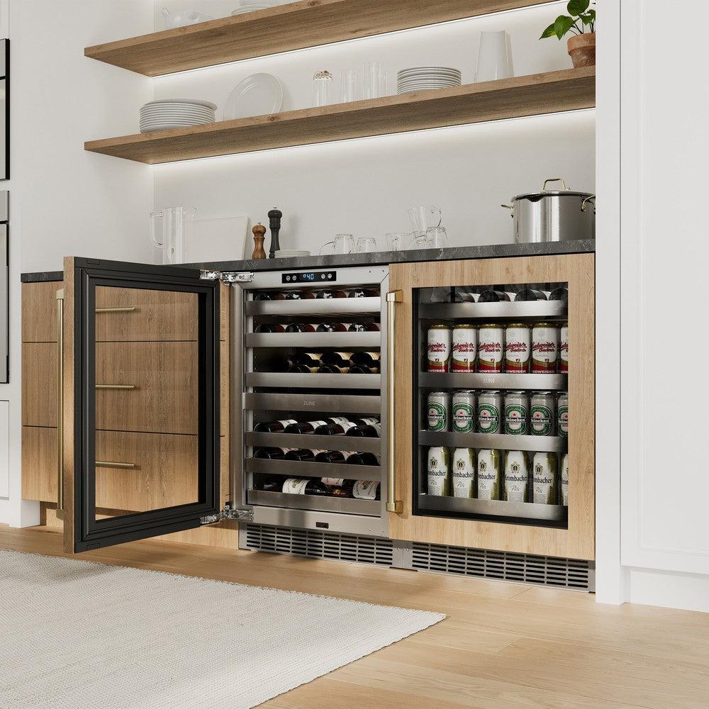 Autograph Edition 24 In. Touchstone Dual Zone 44 Bottle Wine Cooler With Panel Ready Glass Door And Champagne Bronze Handle RWDPOZ24CB