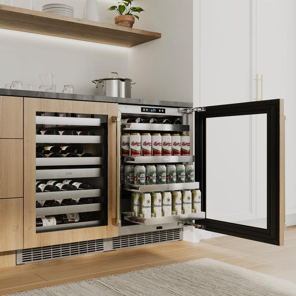 Autograph Edition 24 In. Touchstone Dual Zone 44 Bottle Wine Cooler With Panel Ready Glass Door And Champagne Bronze Handle RWDPOZ24CB