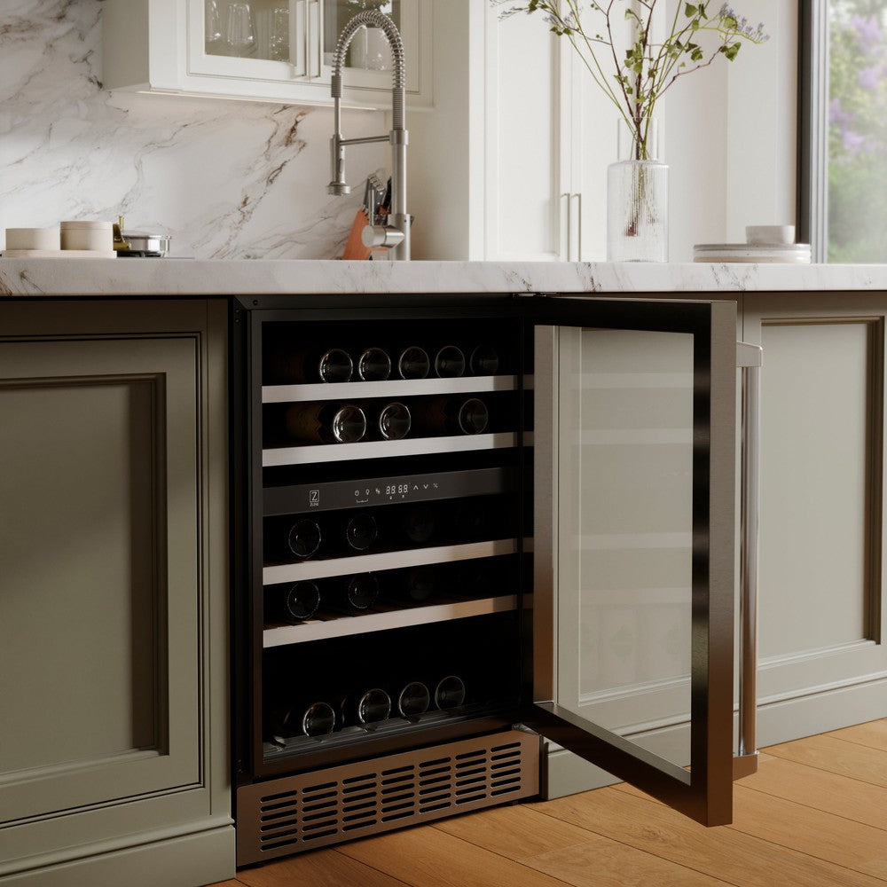 24"Monument Dual Zone 44-Bottle Wine Cooler in Stainless Steel RWVUD24