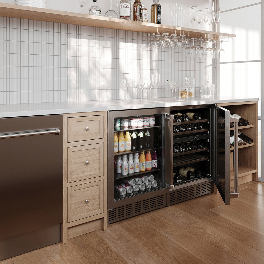 24"Monument Dual Zone 44-Bottle Wine Cooler in Stainless Steel RWVUD24