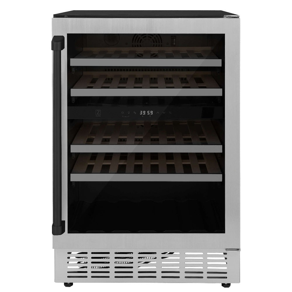 24"Monument Autograph Edition Dual Zone 44-Bottle Wine Cooler in Stainless Steel with Matte Black Accents RWVZUD24MB
