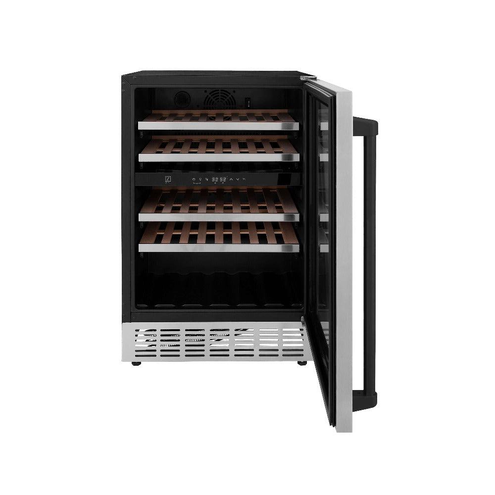 24"Monument Autograph Edition Dual Zone 44-Bottle Wine Cooler in Stainless Steel with Matte Black Accents RWVZUD24MB
