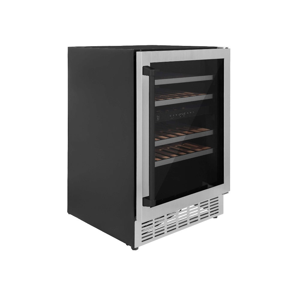 24"Monument Autograph Edition Dual Zone 44-Bottle Wine Cooler in Stainless Steel with Matte Black Accents RWVZUD24MB