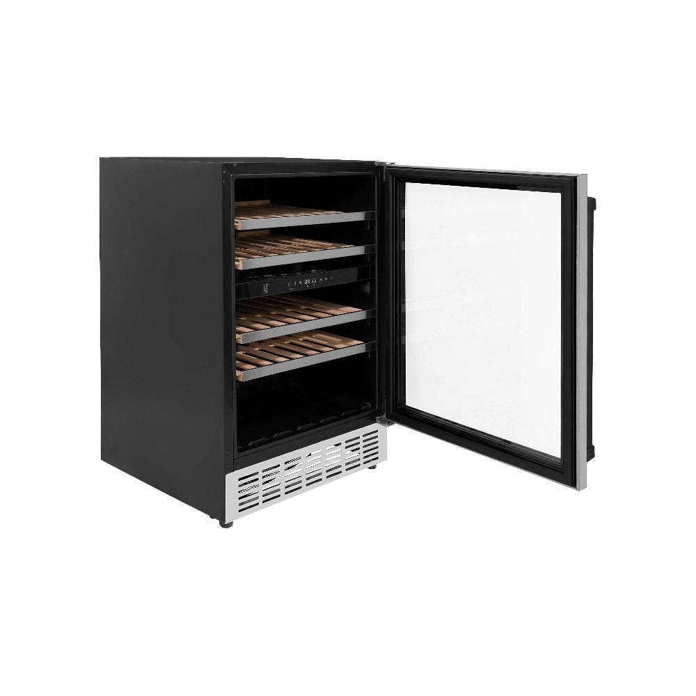 24"Monument Autograph Edition Dual Zone 44-Bottle Wine Cooler in Stainless Steel with Matte Black Accents RWVZUD24MB