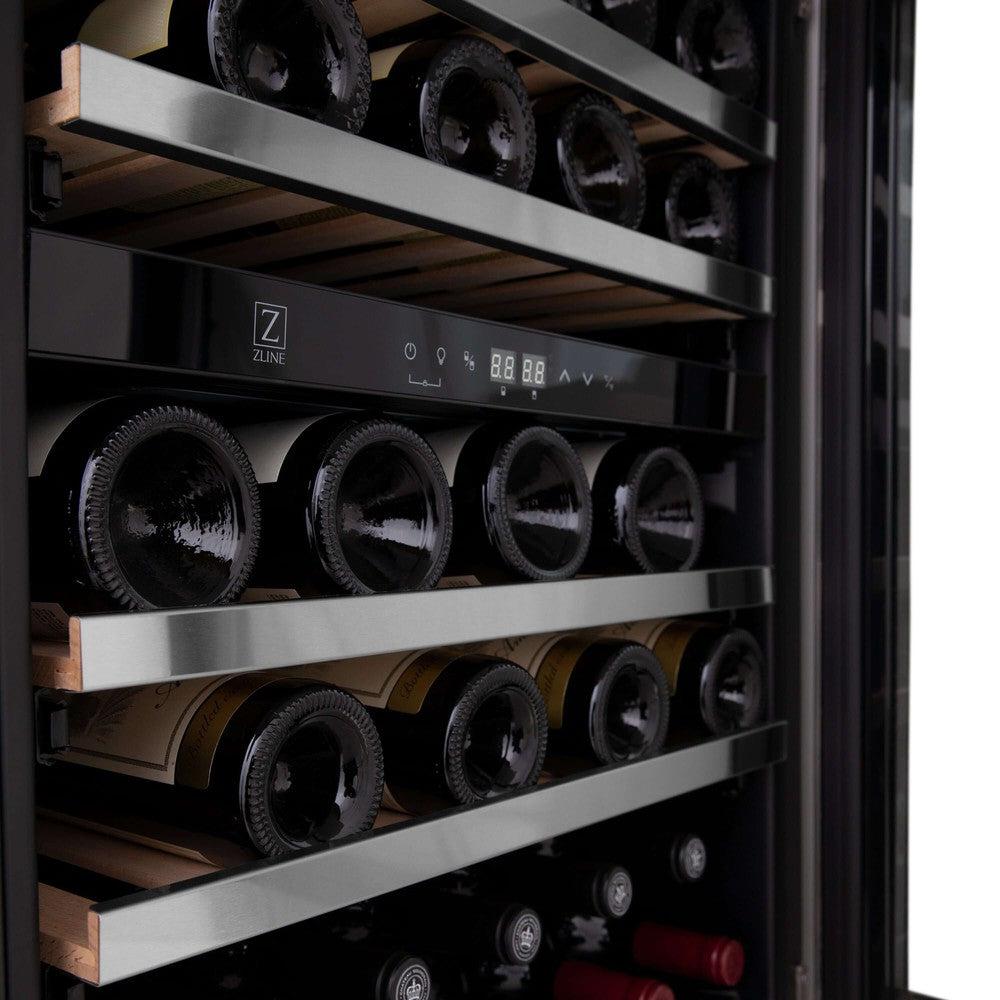 24"Monument Autograph Edition Dual Zone 44-Bottle Wine Cooler in Stainless Steel with Matte Black Accents RWVZUD24MB