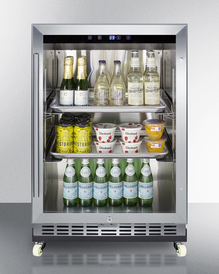 24" Wide Outdoor Mini Reach-In Beverage Center with Dolly SCR611GLOSRI
