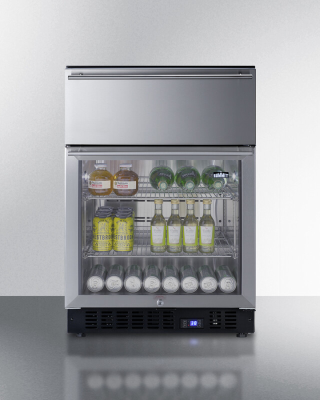 24" Wide Built-In Commercial Beverage Refrigerator With Top Drawer SCR615TD