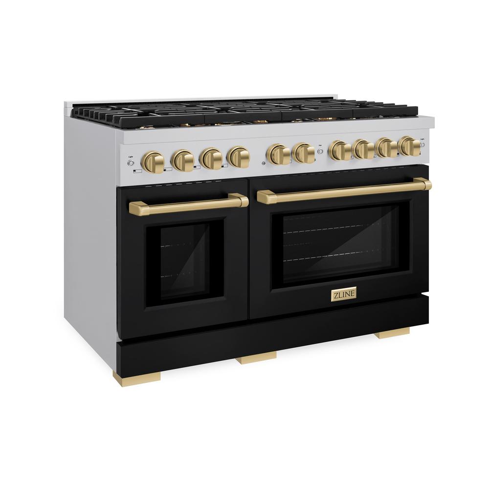 Autograph Edition 48 in. 6.7 cu. ft. Paramount Double Oven Dual Fuel Range with 8 Burner Gas Cooktop SDRZBLM48CB