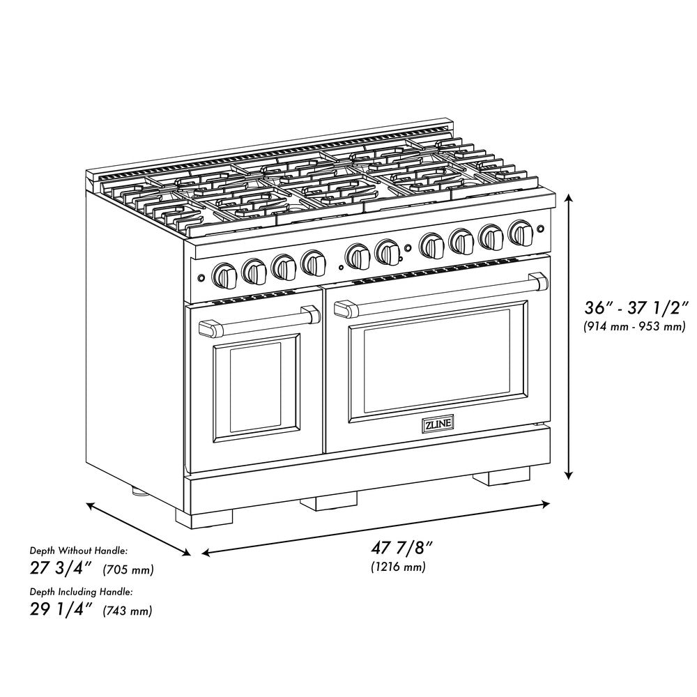 Autograph Edition 48 In. 6.7 Cu. Ft. Paramount Double Oven Dual Fuel Range With 8 Burner Gas Cooktop In Stainless Steel With White Matte Doors And Polished Gold Accents SDRZWM48G