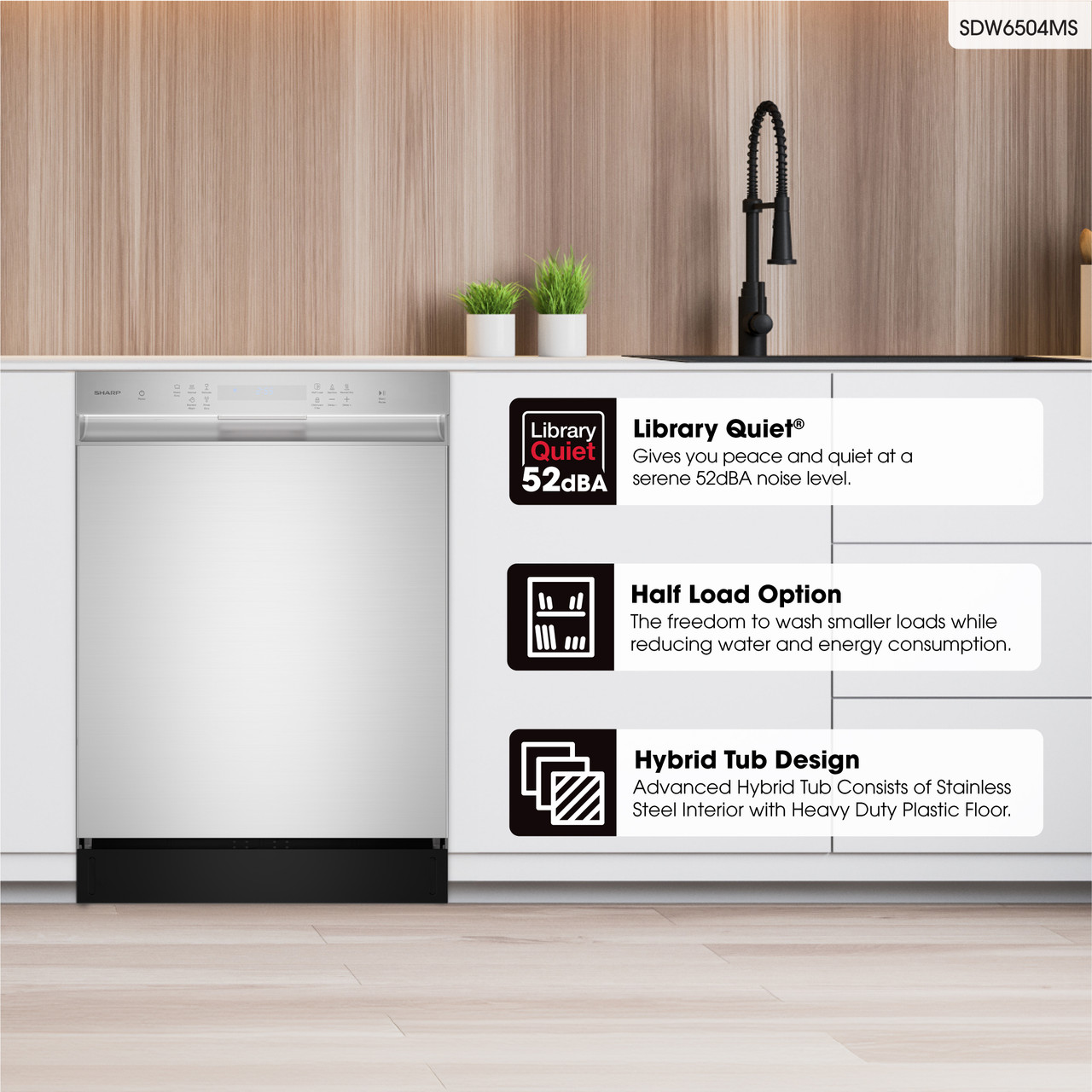 24 In. Stainless Steel Hybrid 52db Dishwasher SDW6504MS