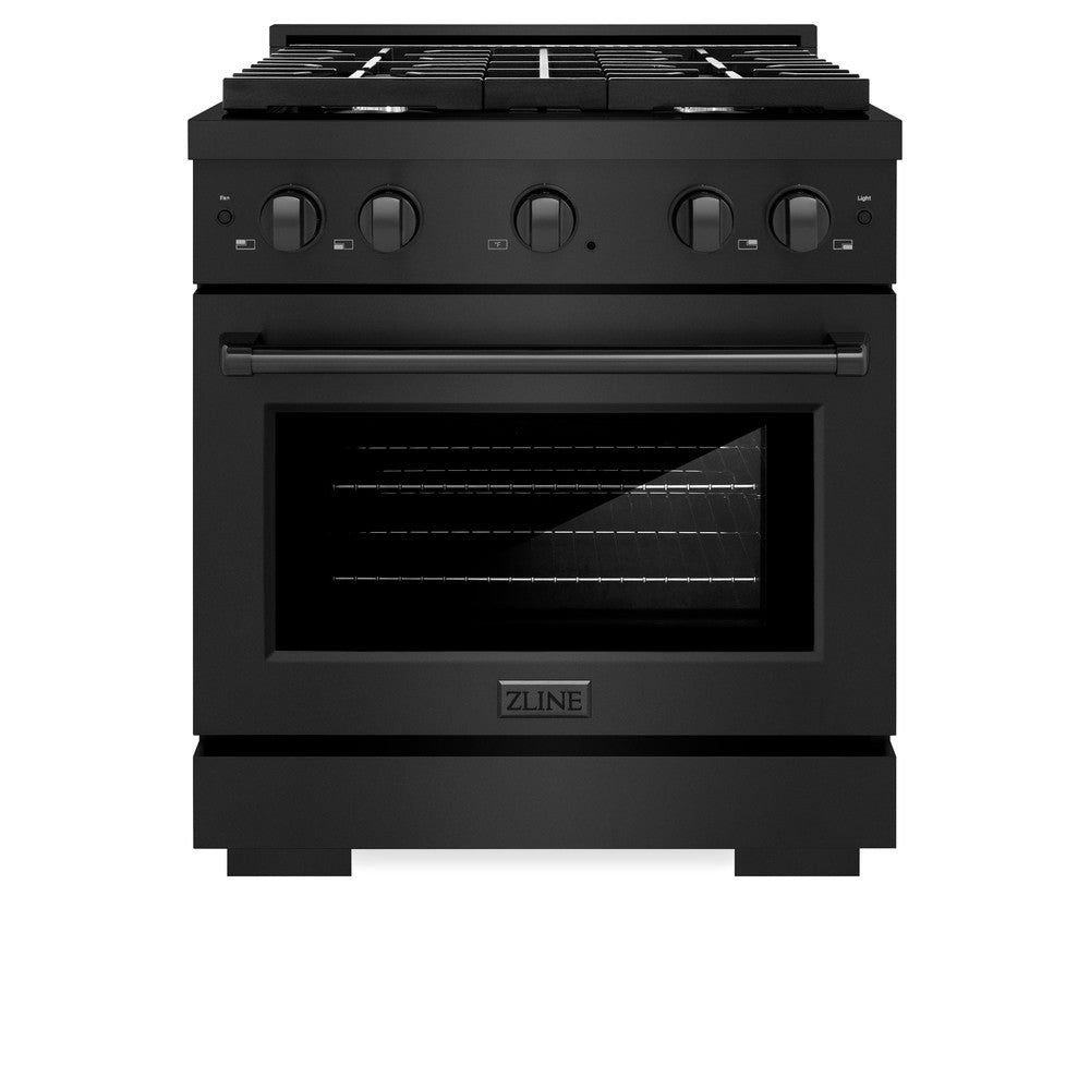 30 In. 4.2 Cu. Ft. Paramount Gas Range With 4 Burner Cooktop And Convection Gas Oven In Black Stainless Steel SGRB30