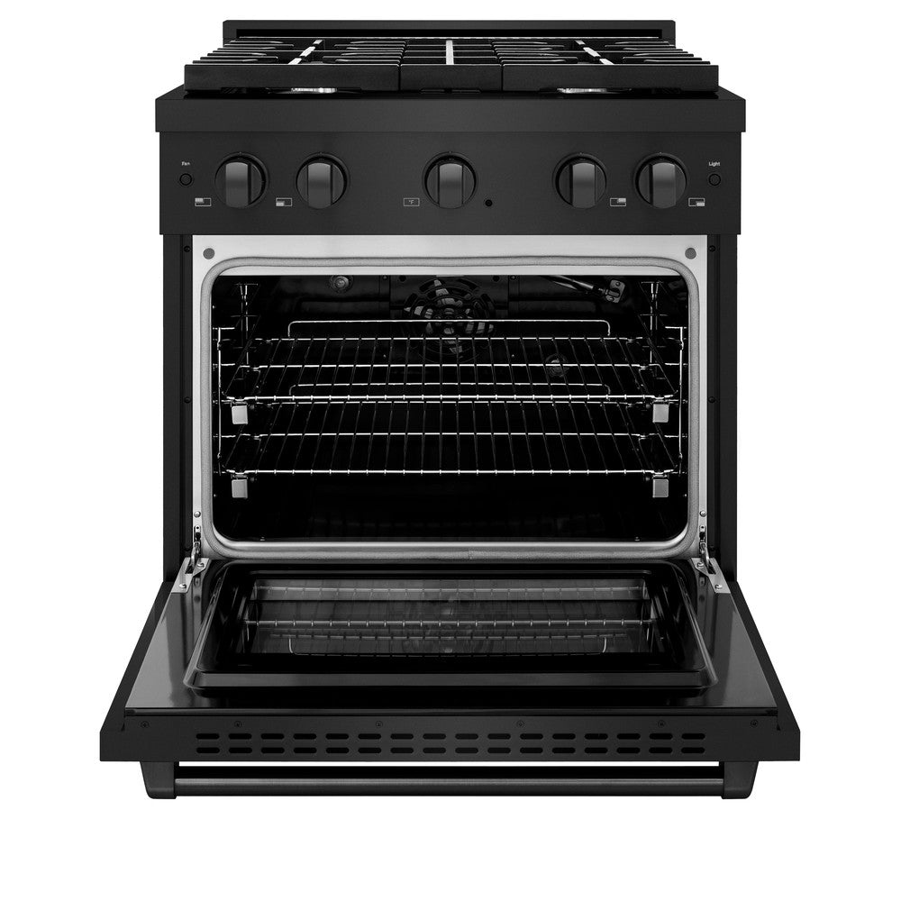 30 In. 4.2 Cu. Ft. Paramount Gas Range With 4 Burner Cooktop And Convection Gas Oven In Black Stainless Steel SGRB30