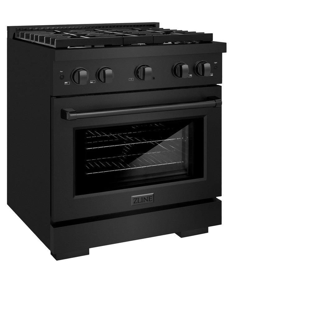 30 In. 4.2 Cu. Ft. Paramount Gas Range With 4 Burner Cooktop And Convection Gas Oven In Black Stainless Steel SGRB30