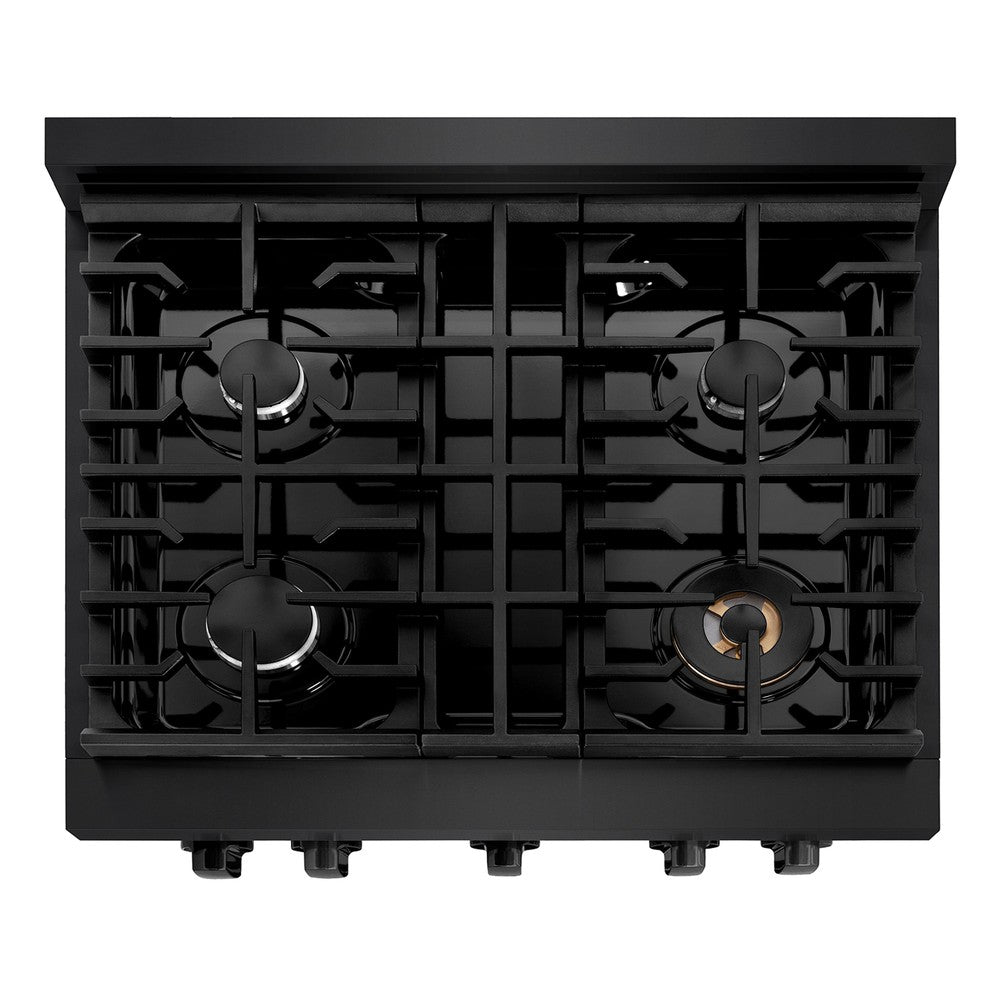 30 In. 4.2 Cu. Ft. Paramount Gas Range With 4 Burner Cooktop And Convection Gas Oven In Black Stainless Steel SGRB30