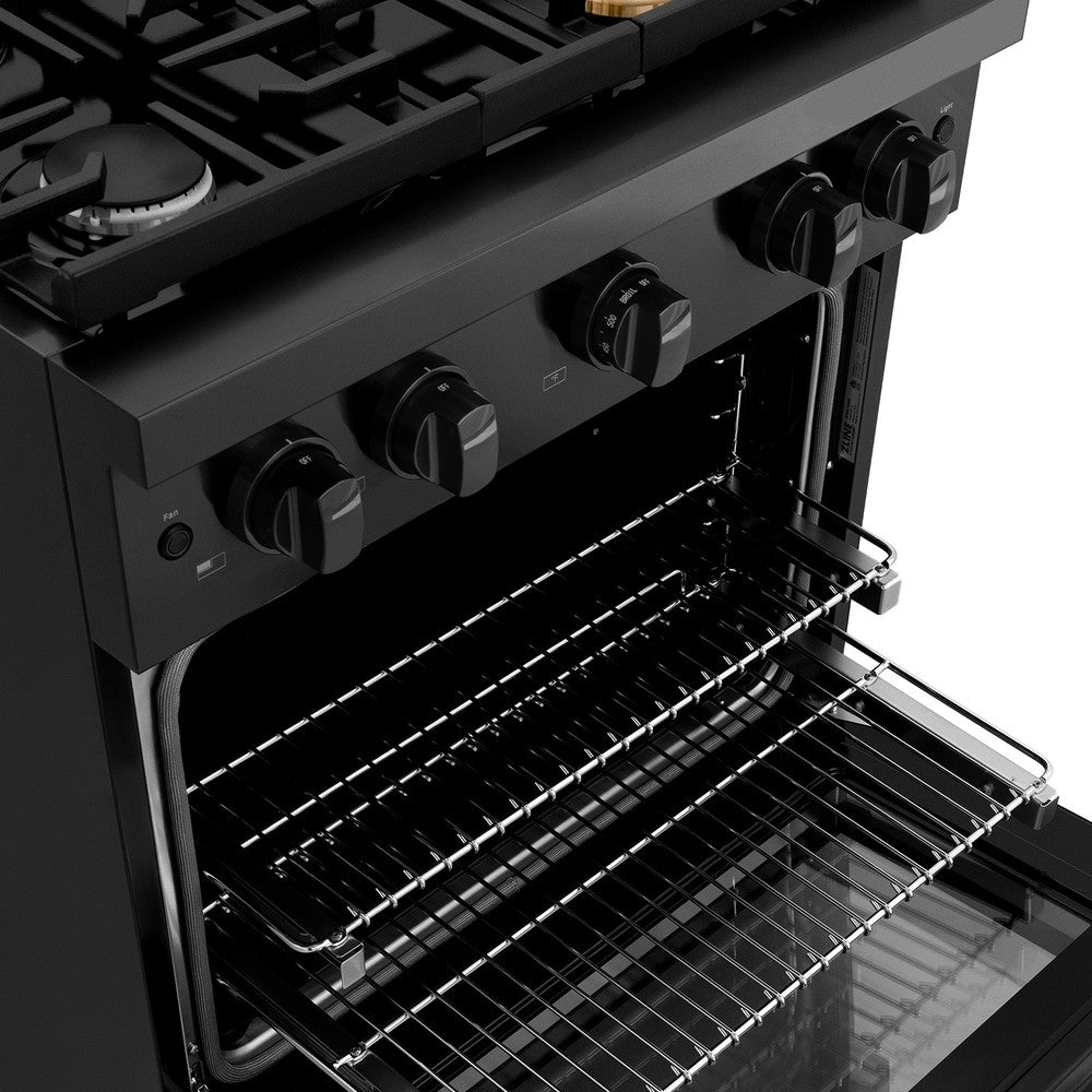 30 In. 4.2 Cu. Ft. Paramount Gas Range With 4 Burner Cooktop And Convection Gas Oven In Black Stainless Steel SGRB30