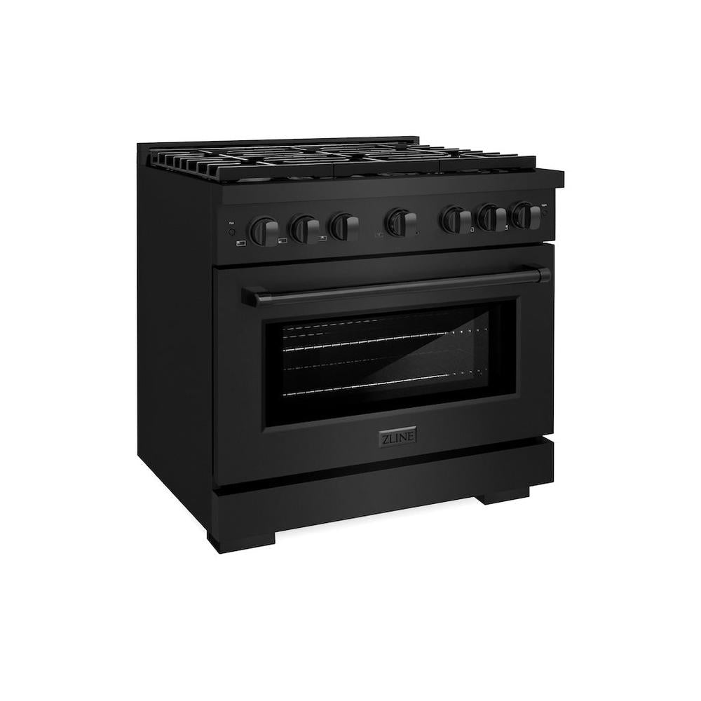 36in. 5.2 cu. ft. 6 Burner Gas Range with Convection Gas Oven in Black Stainless Steel SGRB36