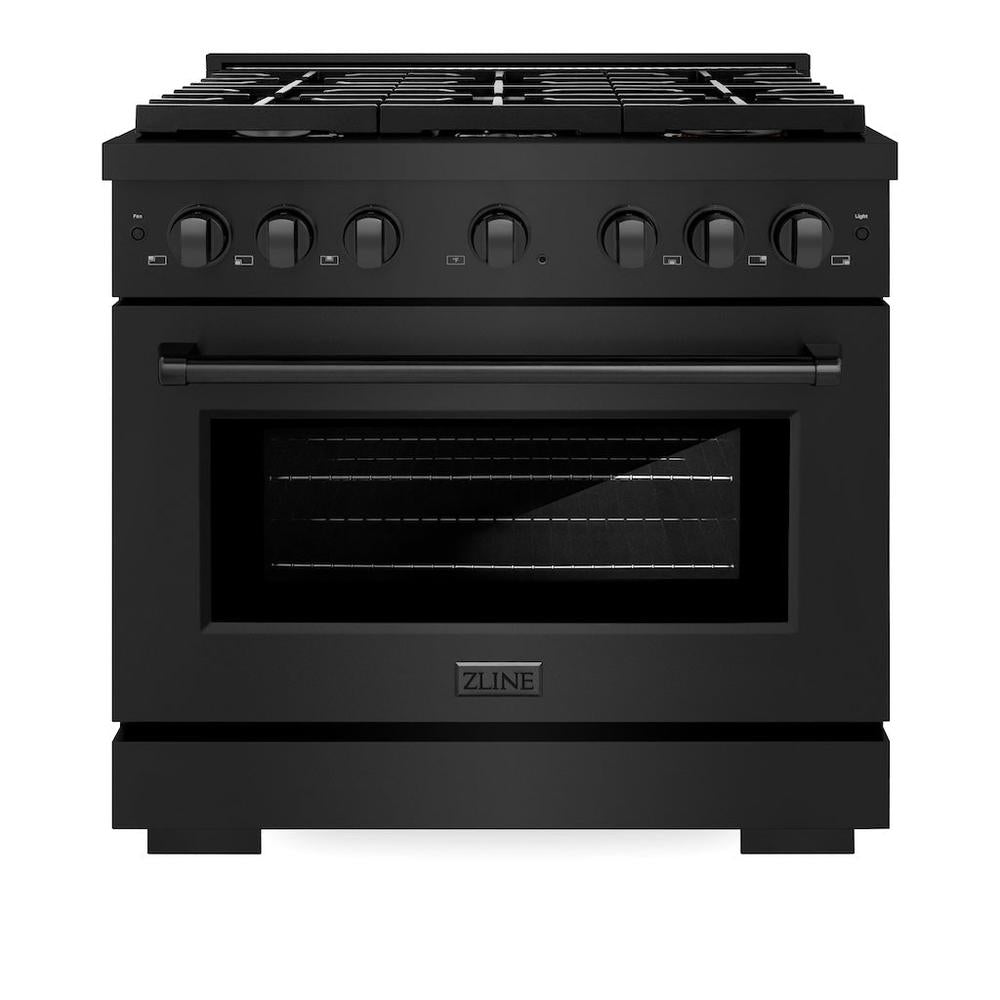 36in. 5.2 cu. ft. Gas Range with Convection Gas Oven in Black Stainless Steel with 6 Brass Burners SGRBBR36
