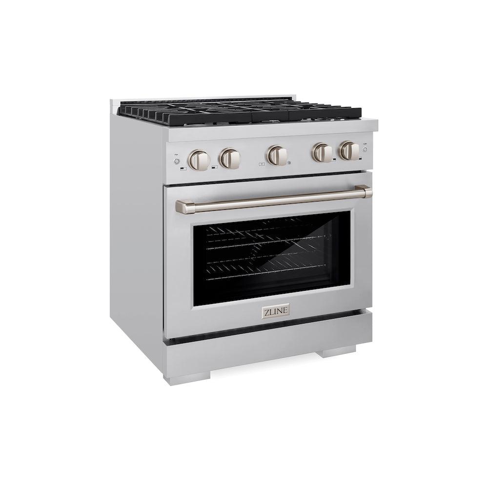 30in. 4.2 cu. ft. Gas Range with Convection Gas Oven in Stainless Steel with 4 Brass Burners SGRBR30