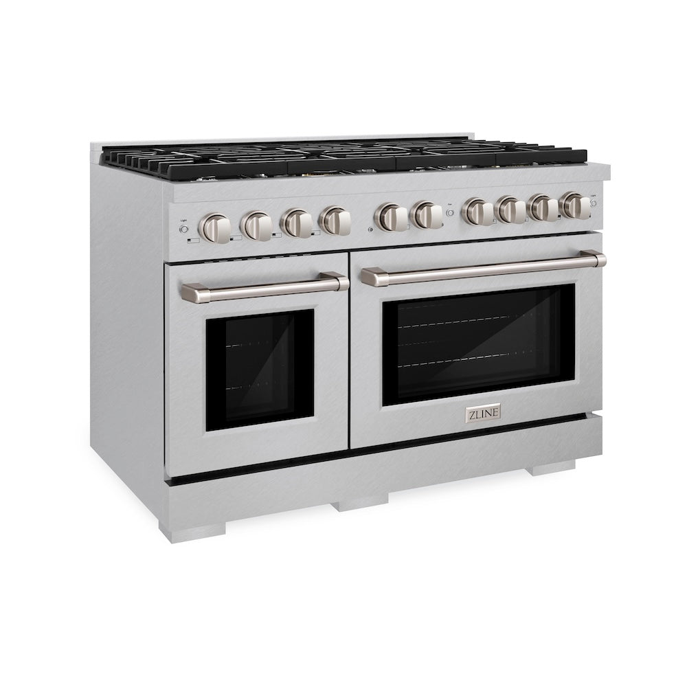 48in. 6.7 cu. ft. 8 Burner Double Oven Gas Range in DuraSnow Stainless Steel SGRS48