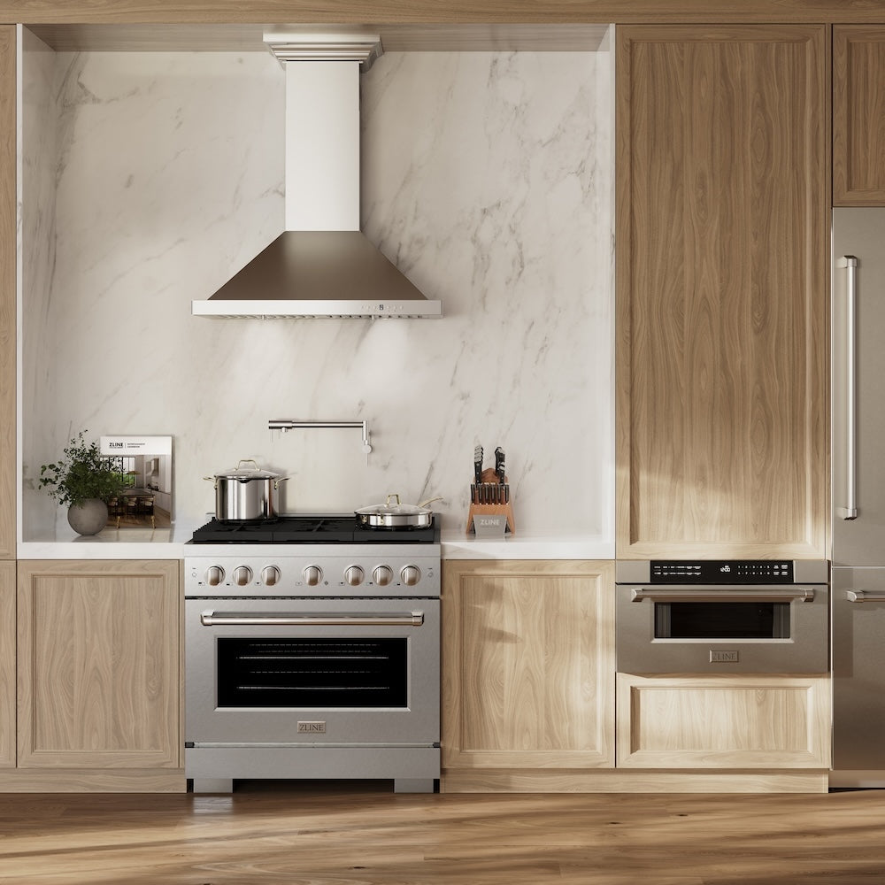 36in. 5.2 cu. ft. Gas Range with Convection Gas Oven in DuraSnow Stainless Steel with 6 Brass Burners SGRSBR36