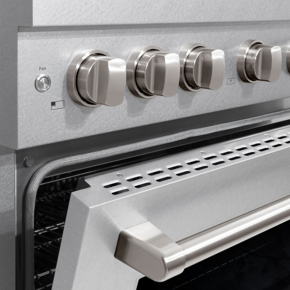 36in. 5.2 cu. ft. Gas Range with Convection Gas Oven in DuraSnow Stainless Steel with 6 Brass Burners SGRSBR36