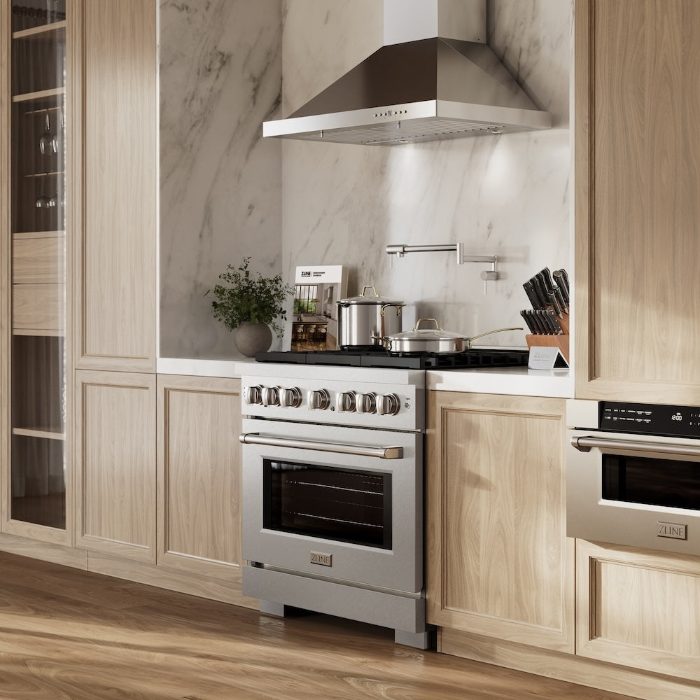 36in. 5.2 cu. ft. Gas Range with Convection Gas Oven in DuraSnow Stainless Steel with 6 Brass Burners SGRSBR36
