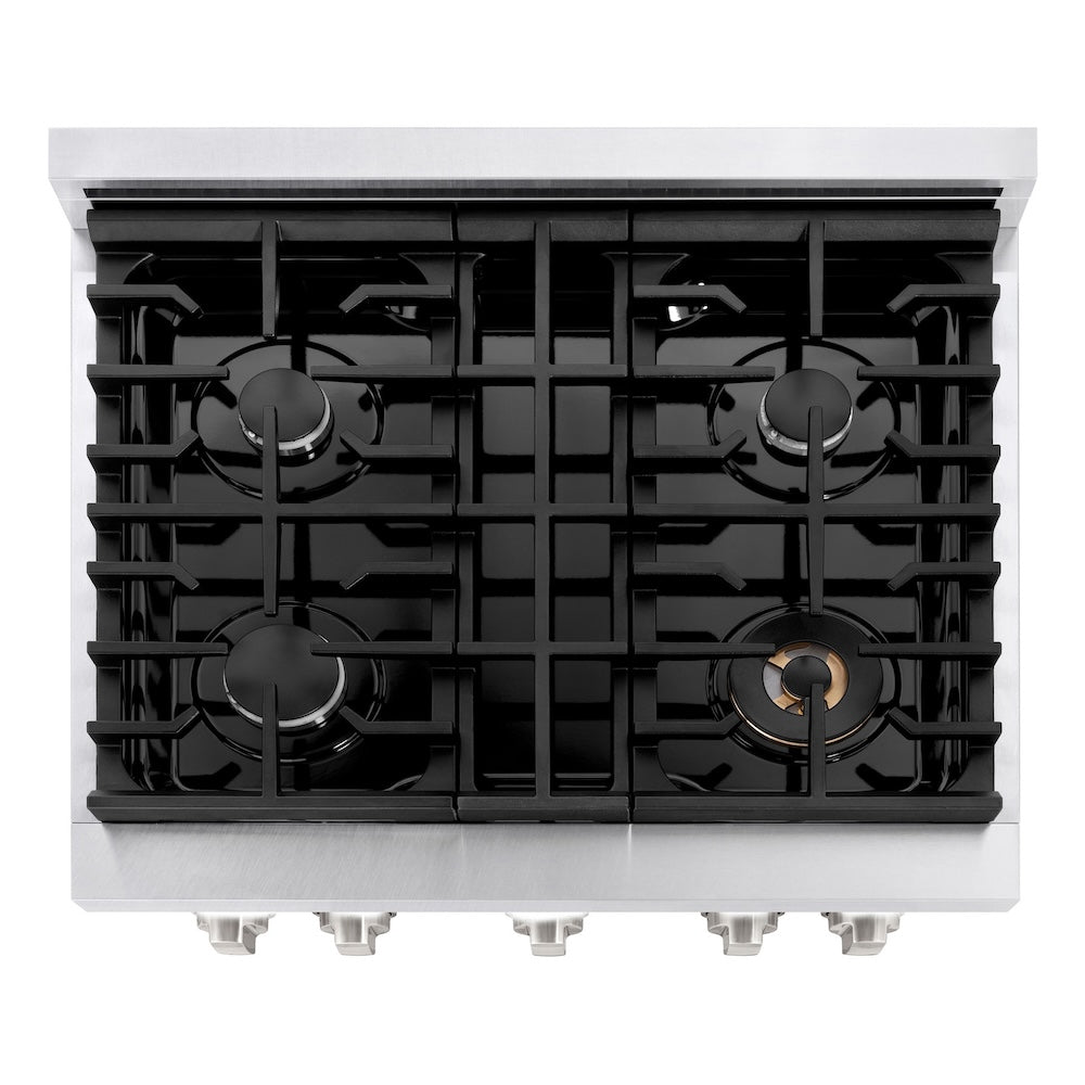 30in. 4.2 cu. ft. 4 Burner Gas Range with Convection Gas Oven in DuraSnow Stainless Steel with White Matte Door SGRSWM30