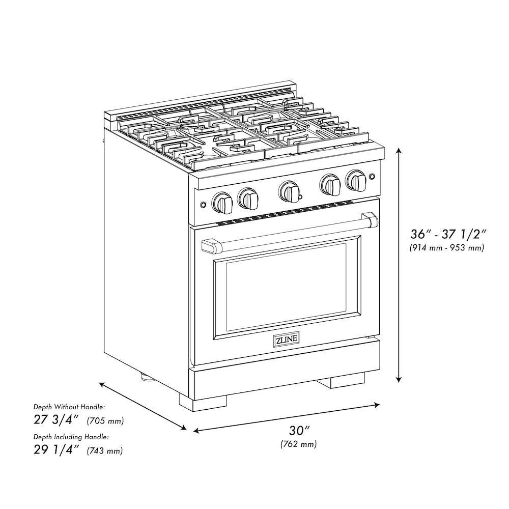 30in. 4.2 cu. ft. 4 Burner Gas Range with Convection Gas Oven in DuraSnow Stainless Steel with White Matte Door SGRSWM30