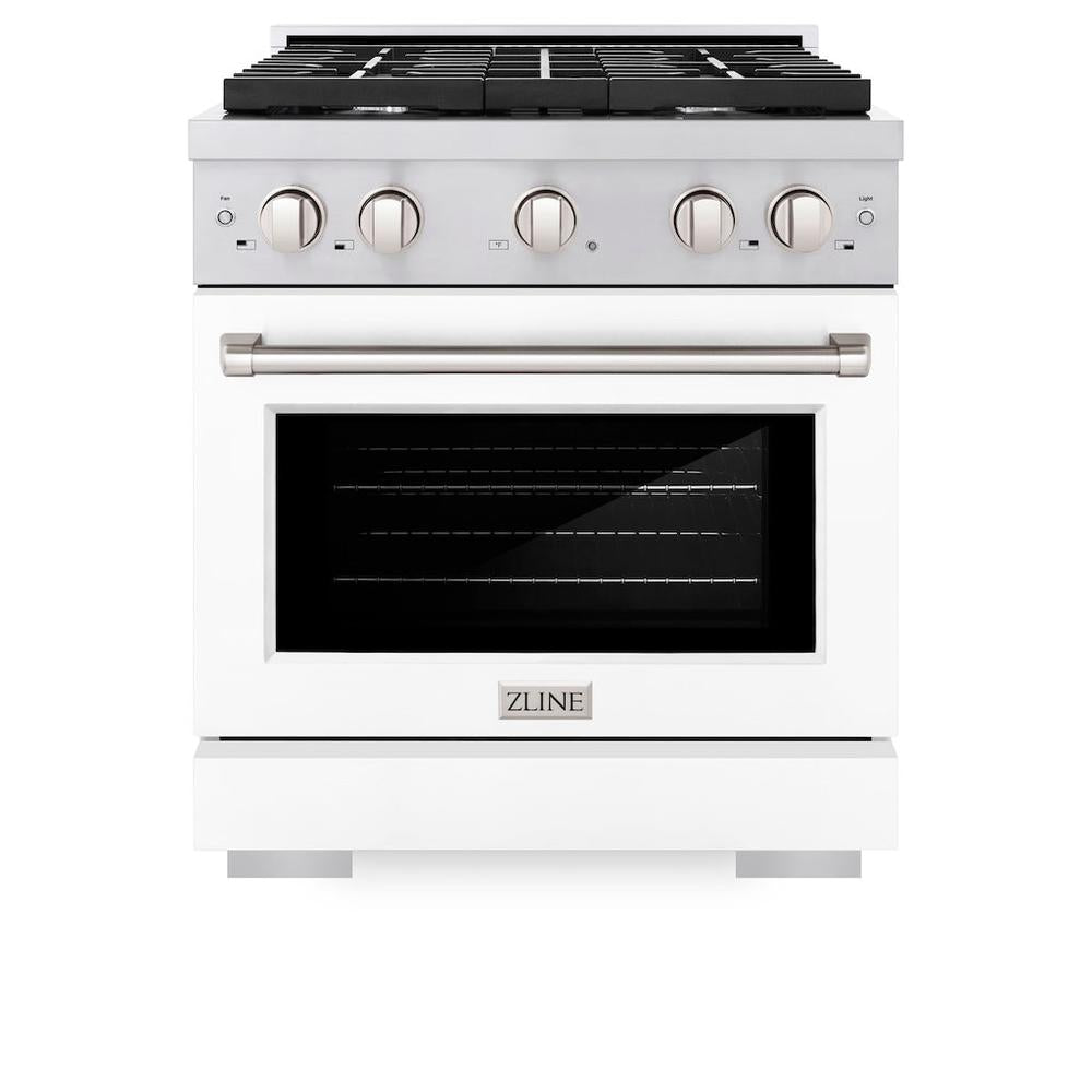 30in. 4.2 cu. ft. 4 Burner Gas Range with Convection Gas Oven in Stainless Steel with White Matte Door SGRWM30