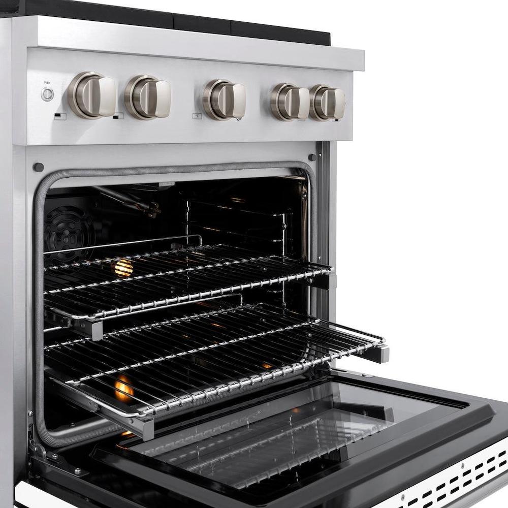 30in. 4.2 cu. ft. 4 Burner Gas Range with Convection Gas Oven in Stainless Steel with White Matte Door SGRWM30